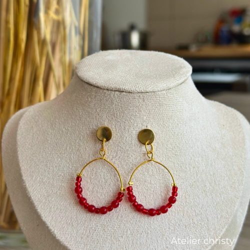 Boucles d’oreilles Lia rouge