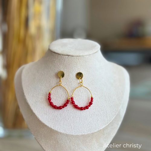 Boucles d’oreilles Lia rouge – Image 3