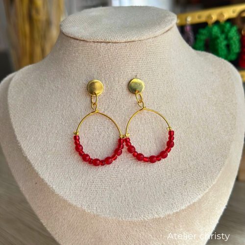 Boucles d’oreilles Lia rouge – Image 2