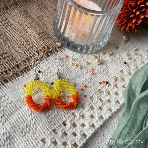 Boucles d’oreilles Mia jaune orange – Image 3