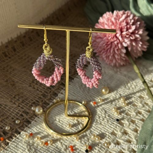 Boucles d’oreilles Mia rose violet – Image 2