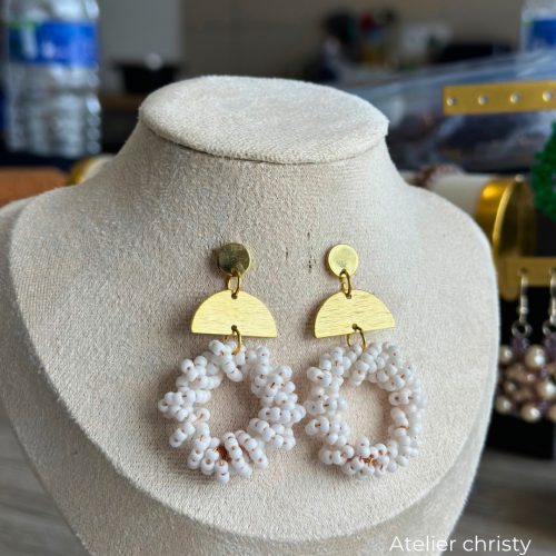 Boucles d’oreilles Rosa blanc – Image 3