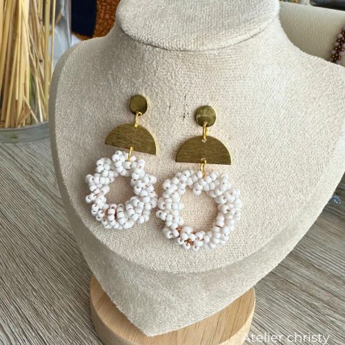 Boucles d’oreilles Rosa blanc