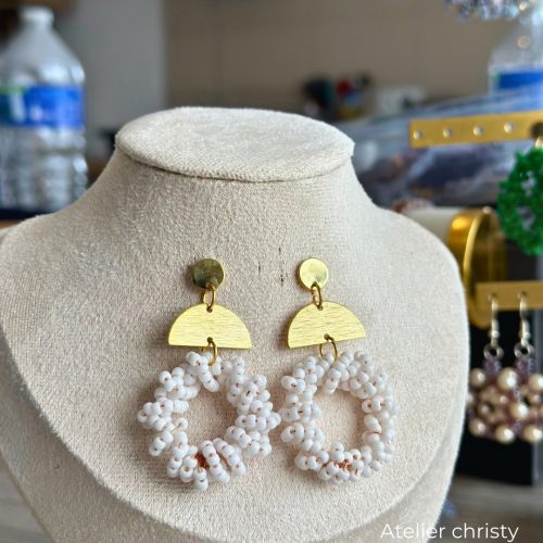 Boucles d’oreilles Rosa blanc – Image 4