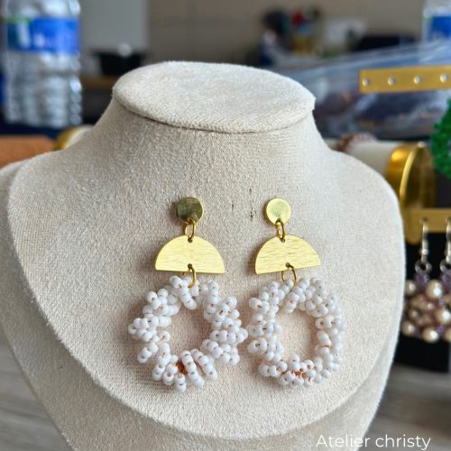 Boucles d’oreilles Rosa blanc – Image 2