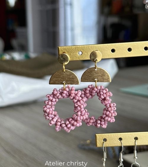 Boucles d’oreilles Rosa rose – Image 3