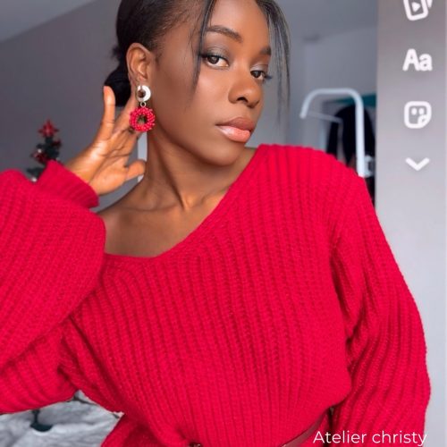 Boucles d’oreilles Rosa rouge – Image 3