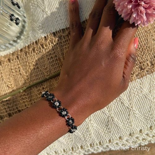 Bracelet Liam noir avec ses boucles d’oreilles – Image 2