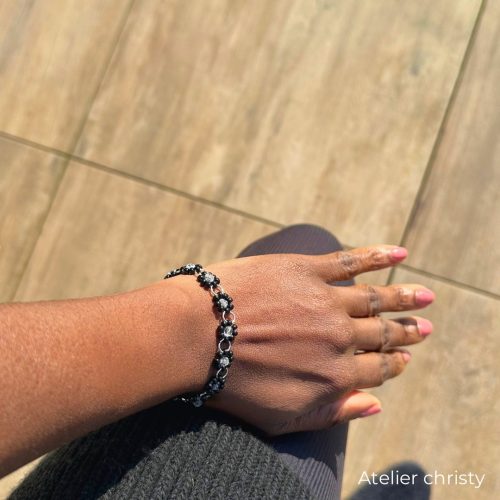 Bracelet Liam noir avec ses boucles d’oreilles – Image 4
