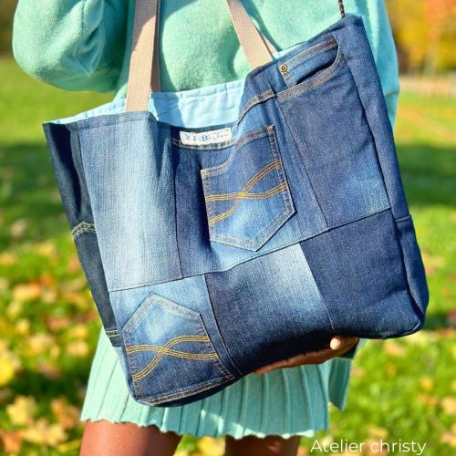 Grand sac cabas en jeans