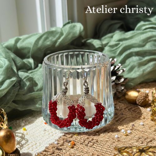 Boucles d’oreilles Mia rouge – Image 3