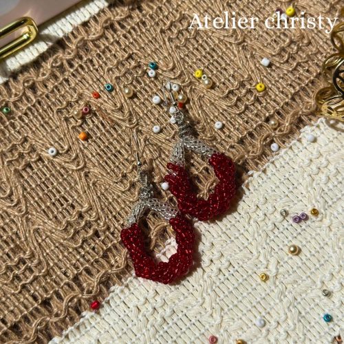 Boucles d’oreilles Mia rouge – Image 2