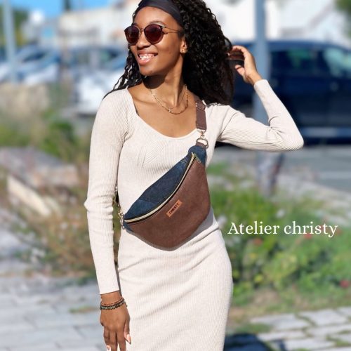 Sac Banane M en Simili Cuir & Jean Recyclé