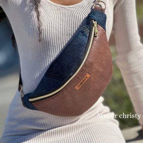 Sac Banane M en Simili Cuir & Jean Recyclé – Image 5