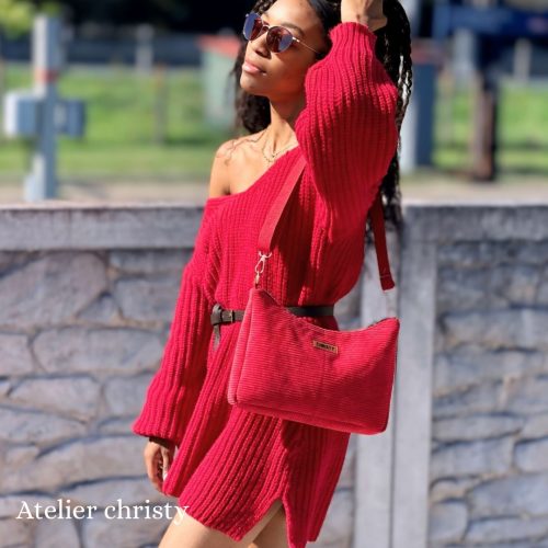 Sac Dany en velours côtelé rouge – Image 6