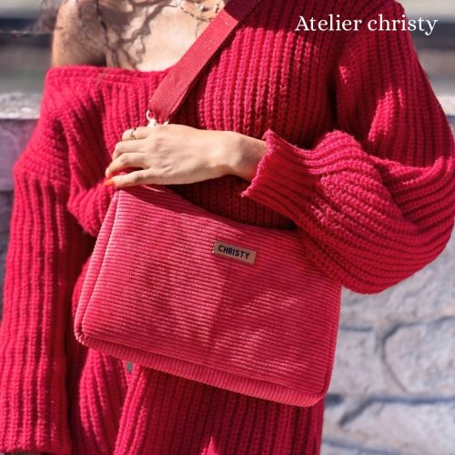 Sac Dany en velours côtelé rouge – Image 4