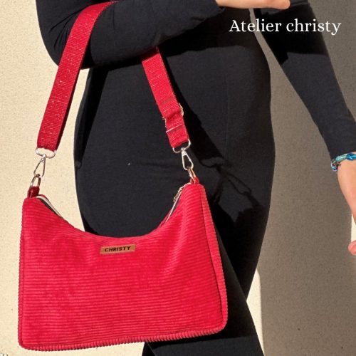 Sac Dany en velours côtelé rouge – Image 9