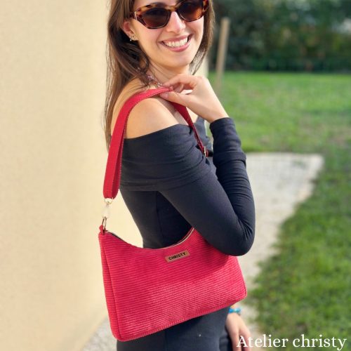 Sac Dany en velours côtelé rouge – Image 7