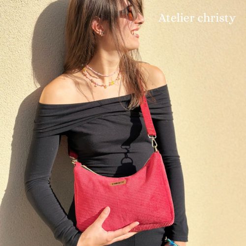 Sac Dany en velours côtelé rouge – Image 5