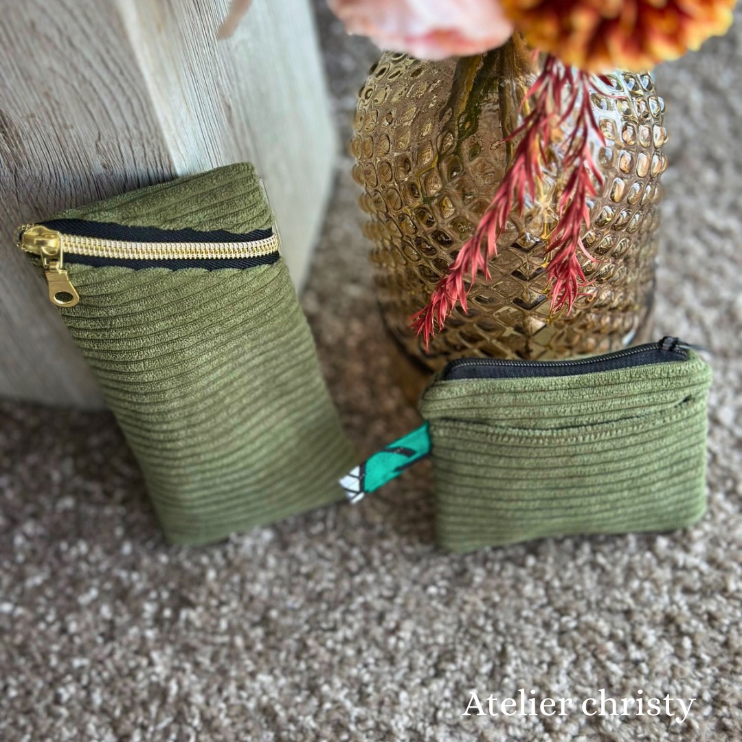 Etui à lunettes et mini pochette vert – Image 2