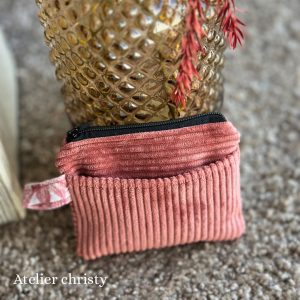 Mini pochette rose velours