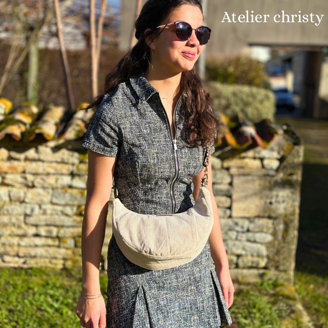 Sac demi-lune beige – Image 4