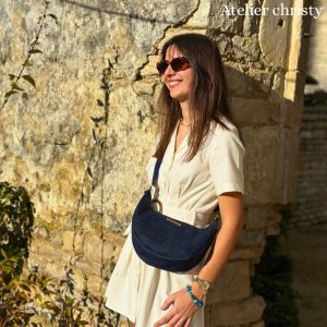 Sac demi-lune bleu foncé