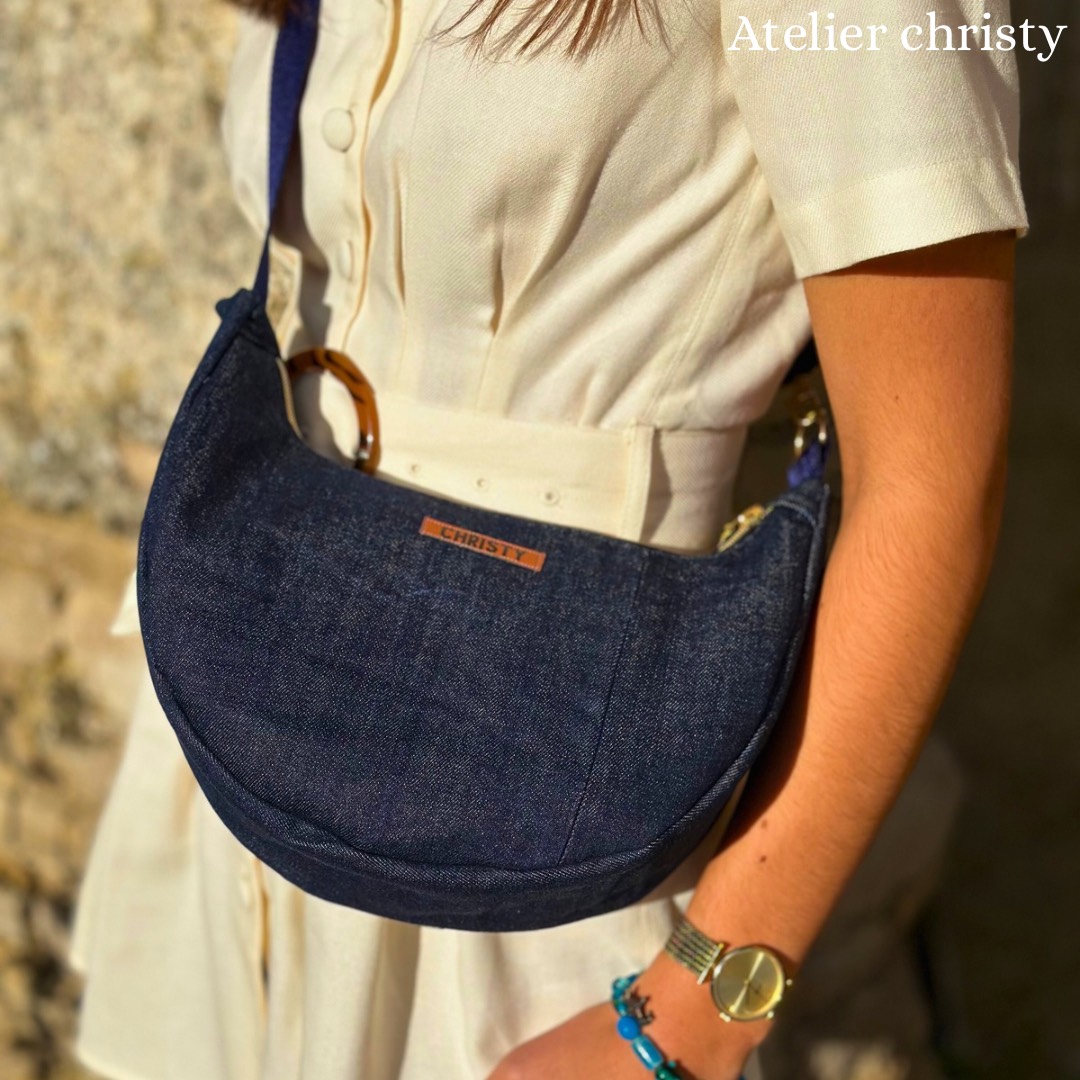 Sac demi-lune bleu foncé – Image 3