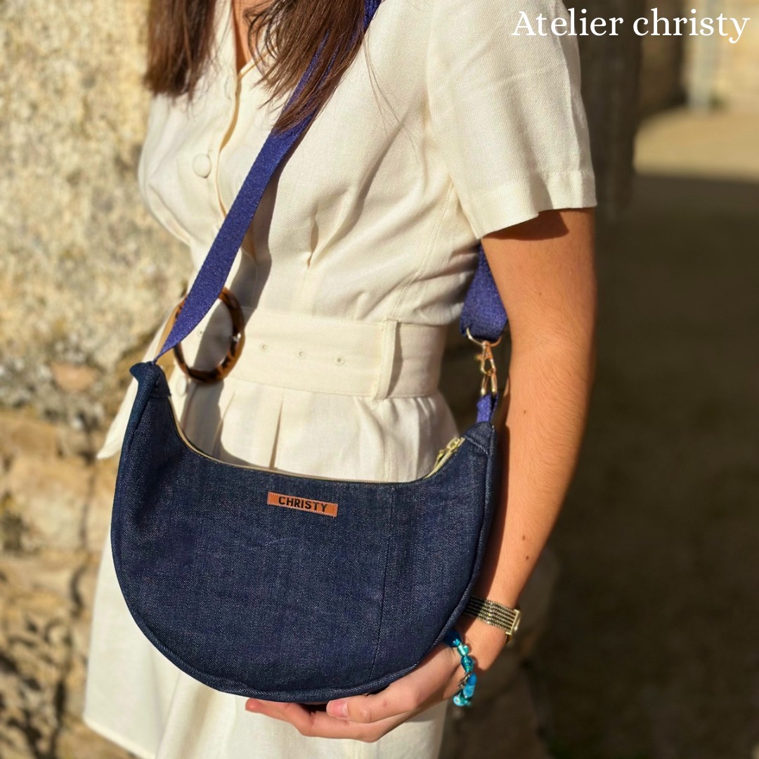Sac demi-lune bleu foncé – Image 4