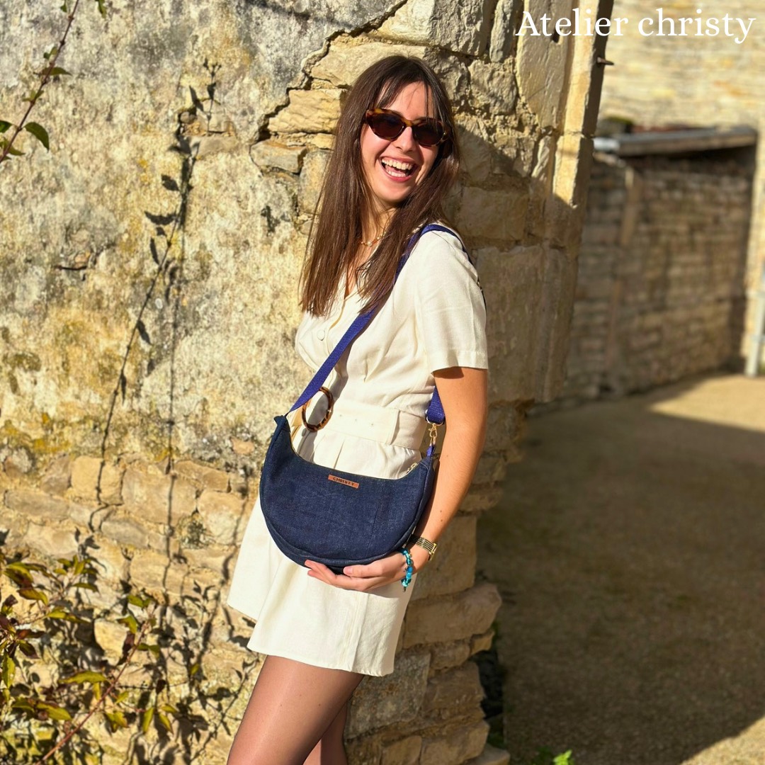 Sac demi-lune bleu foncé – Image 5