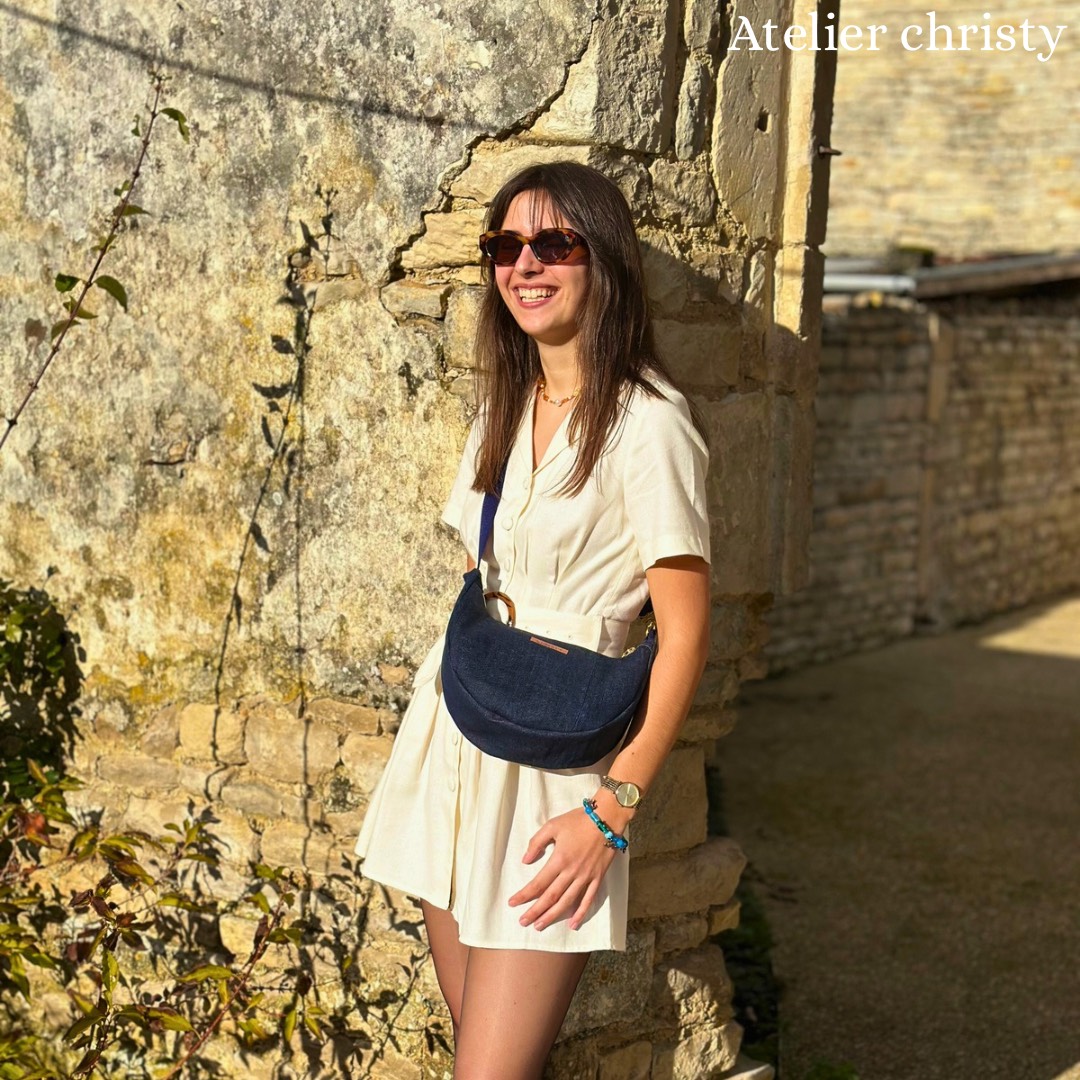 Sac demi-lune bleu foncé – Image 6