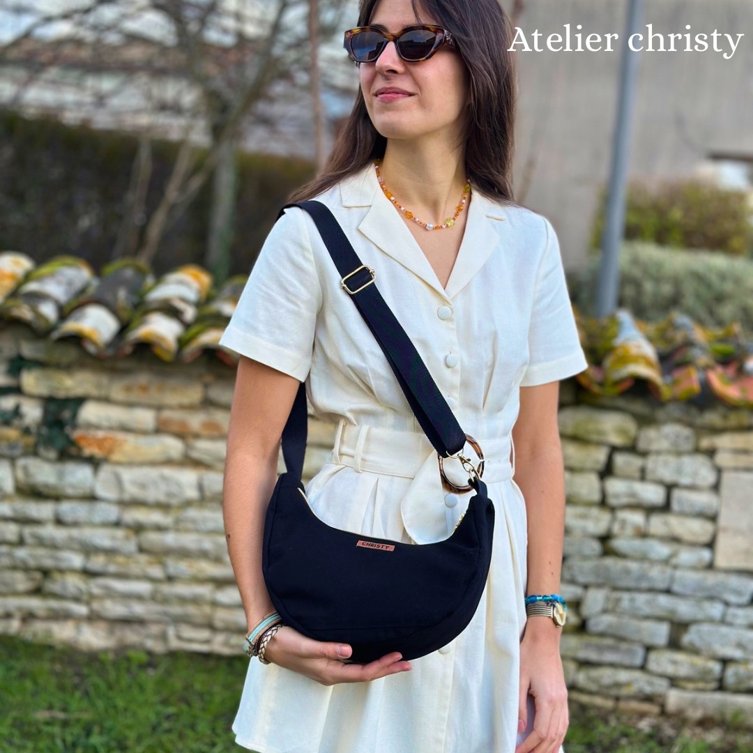 Sac demi-lune noir – Image 5