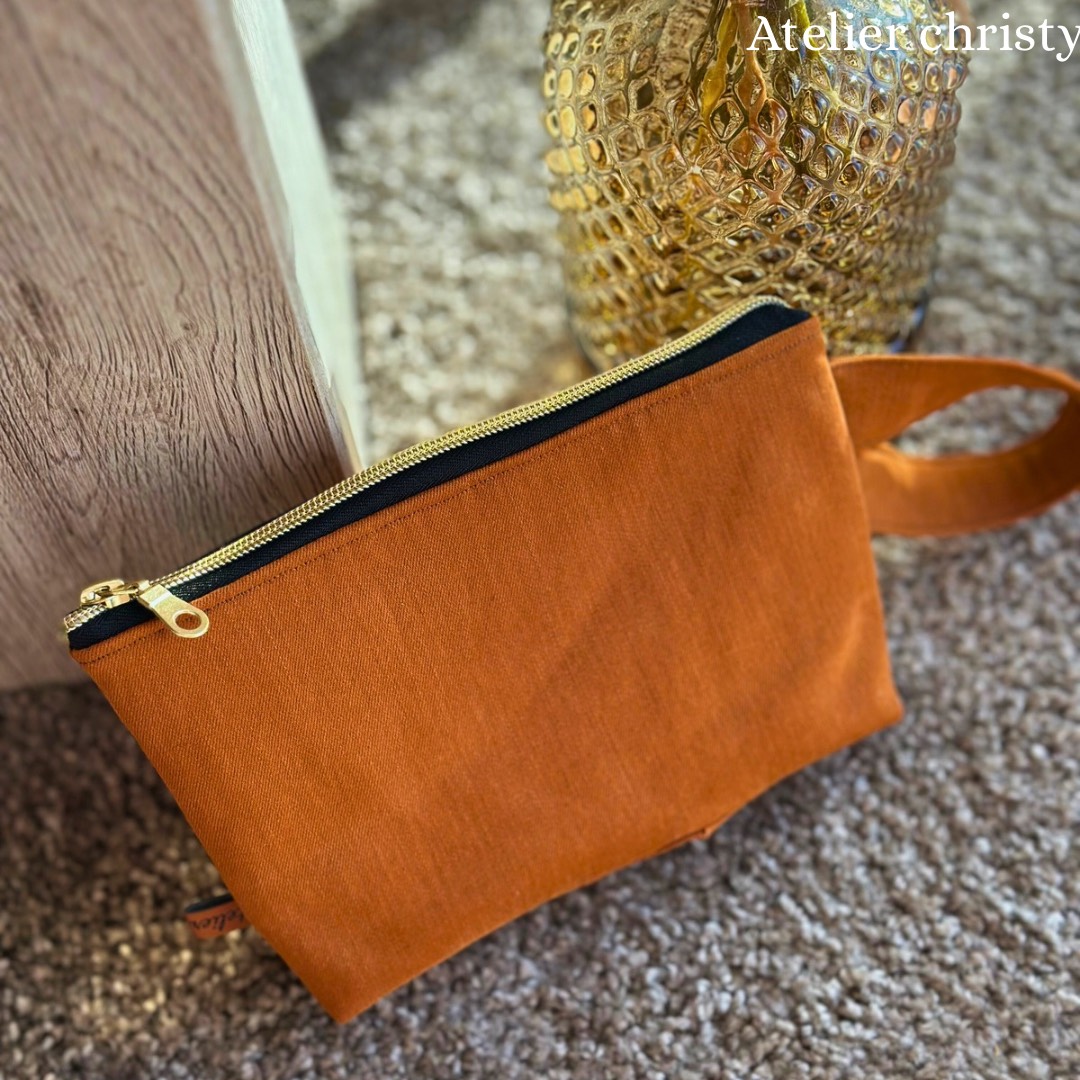 Trousse en jean marron – Image 2