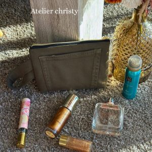 Trousse en jean verte