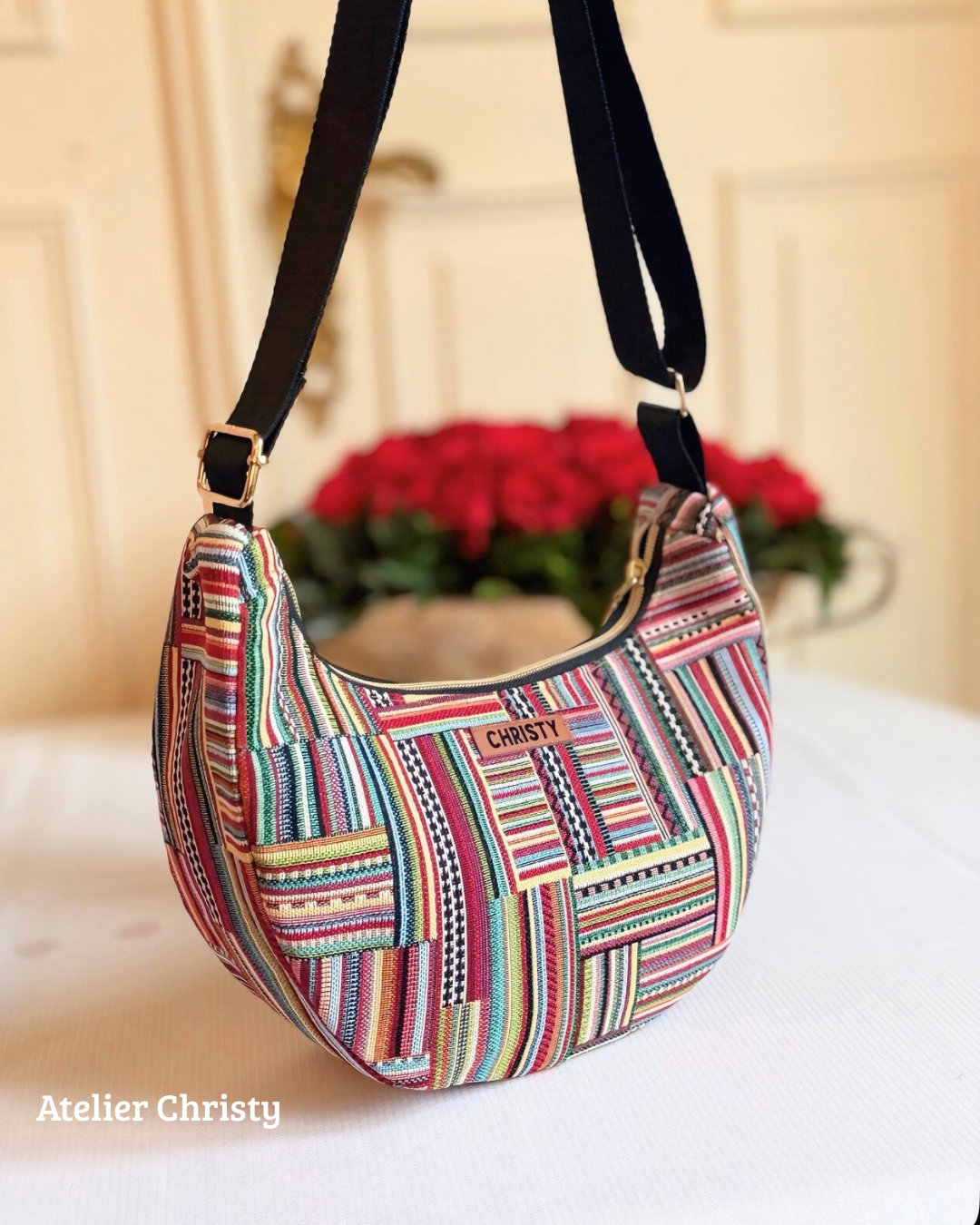 Sac Demi-Lune - ethnique toile gros fil – Image 2