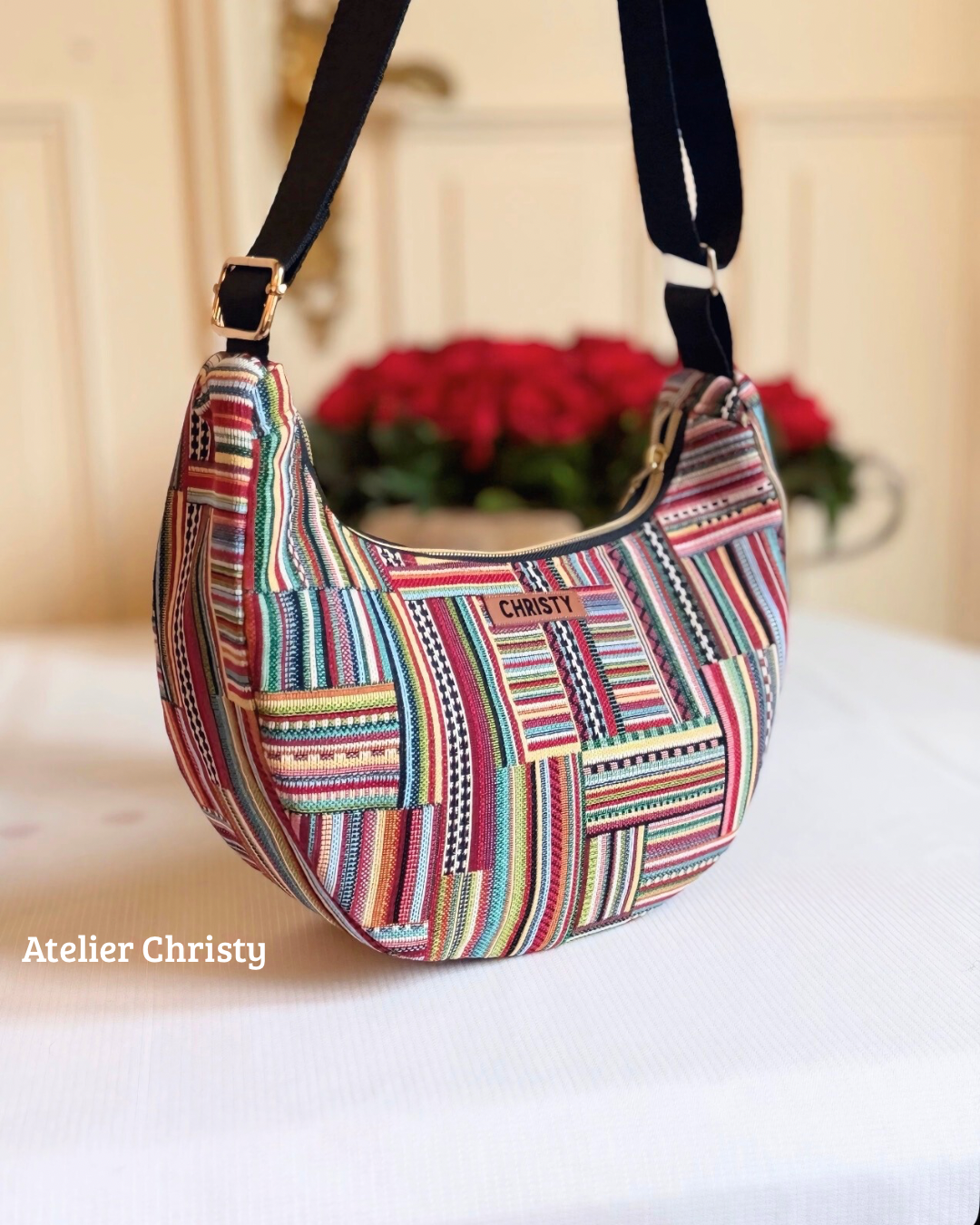 Sac Demi-Lune - ethnique toile gros fil – Image 4