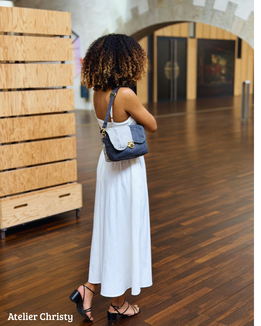 Sac Celia en jeans recyclés gris et noir – Image 3