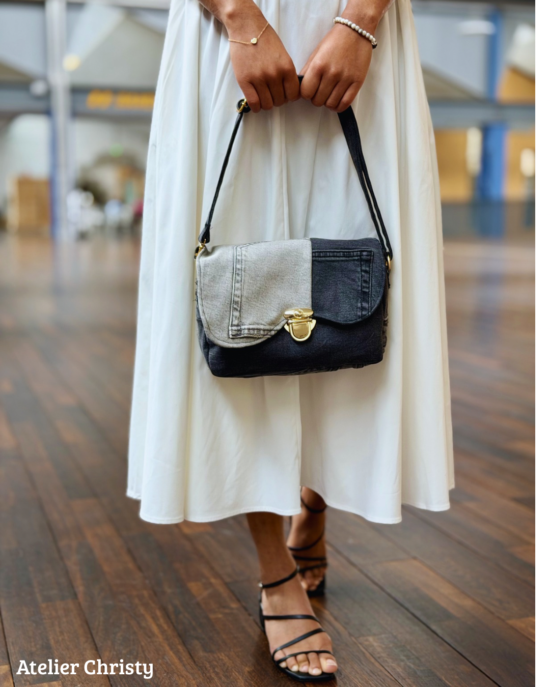 Sac Celia en jeans recyclés gris et noir – Image 5
