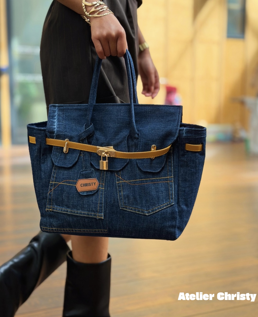 Sac Christy en jeans bleu foncé – Image 8